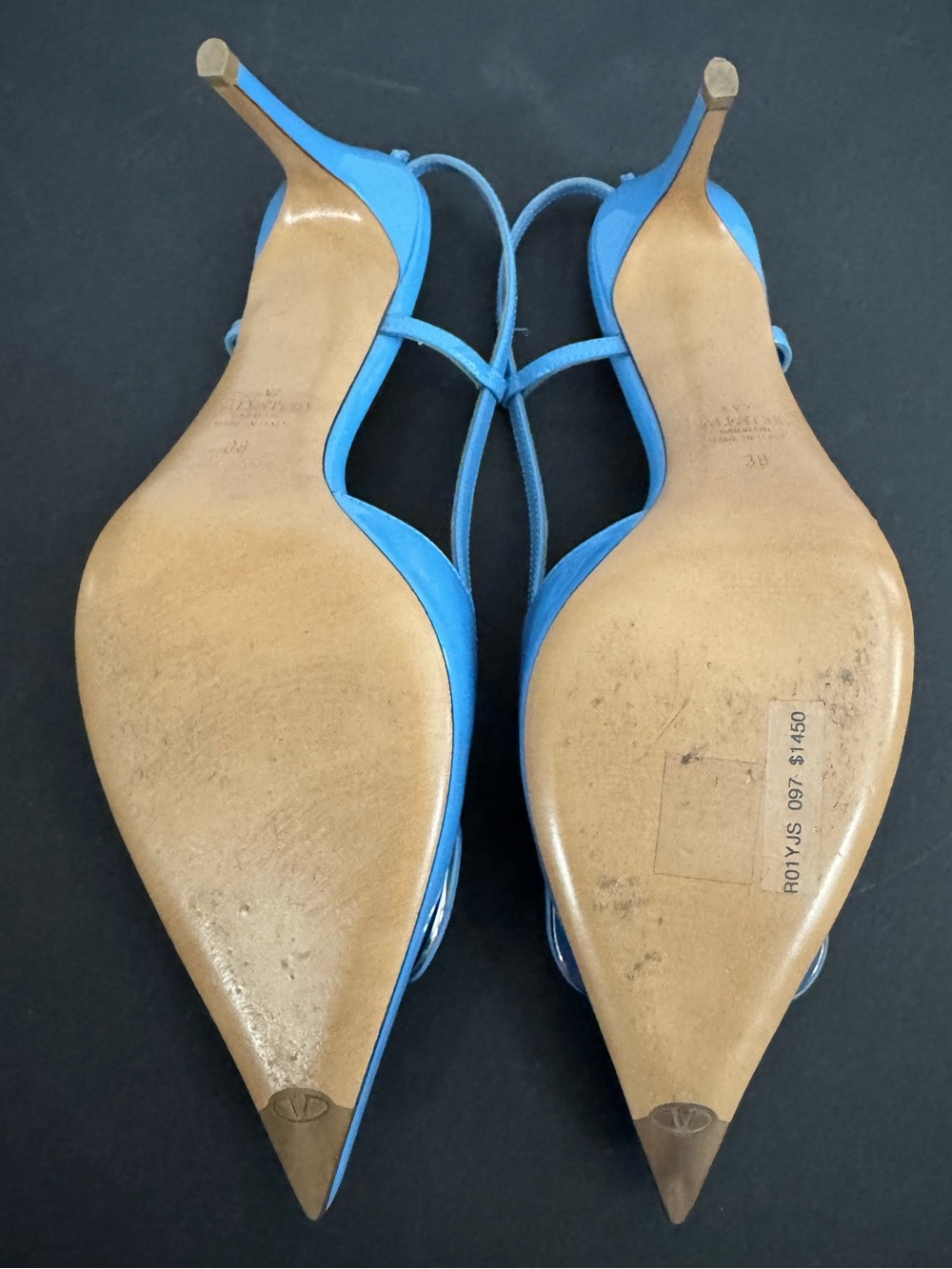Valentino Sky Blue Patent Slingback Pointed-Toe Heels - Picture 4 of 6